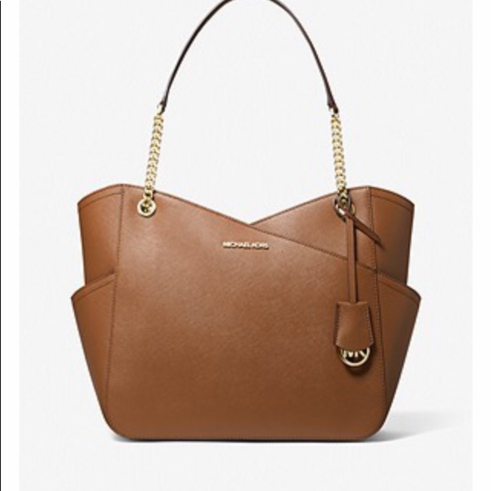 Michael Kors Jet Set Large Saffiano Tan Leather Shoulder Bag - Picture 1 of 8